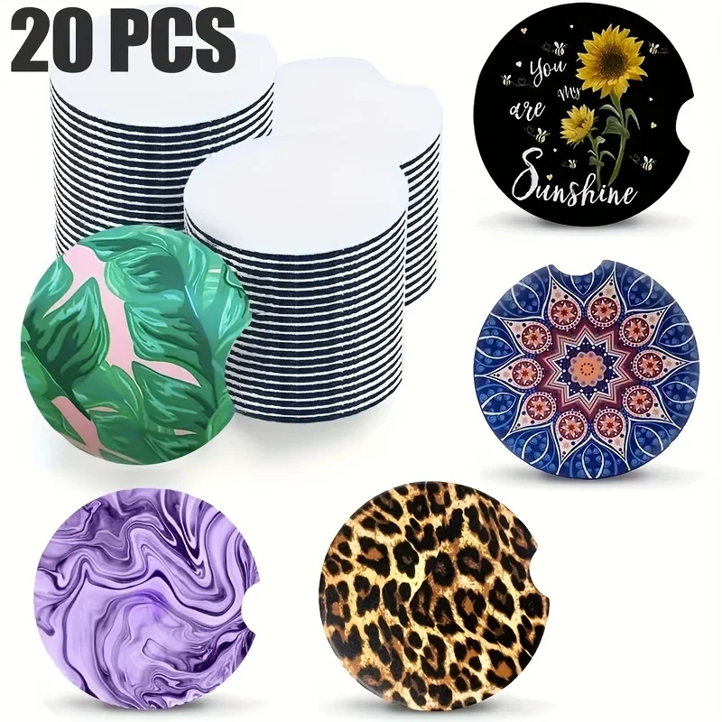20pcs Sublimated Blank Car Coa – обзор и цена Coaster Sublimation Blank