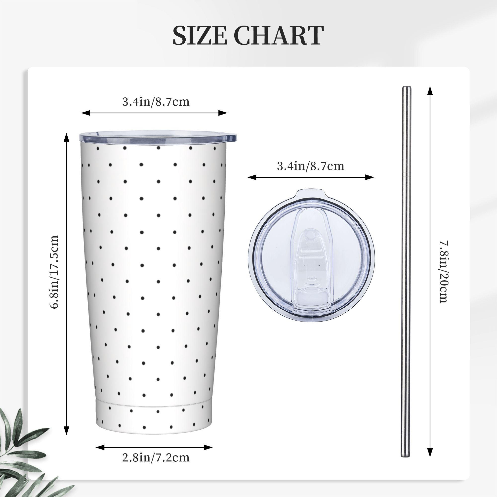 Black & White Polka Dot Patter – обзор и цена Tumbler 20Oz White