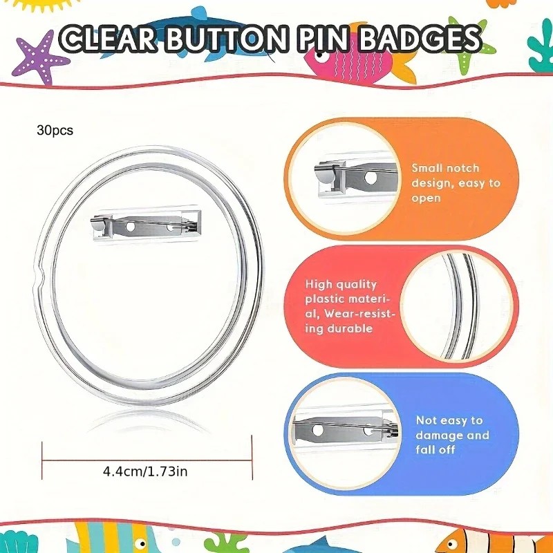 30pcs acrylic blank badge pin  – обзор и цена Button Badge Blank