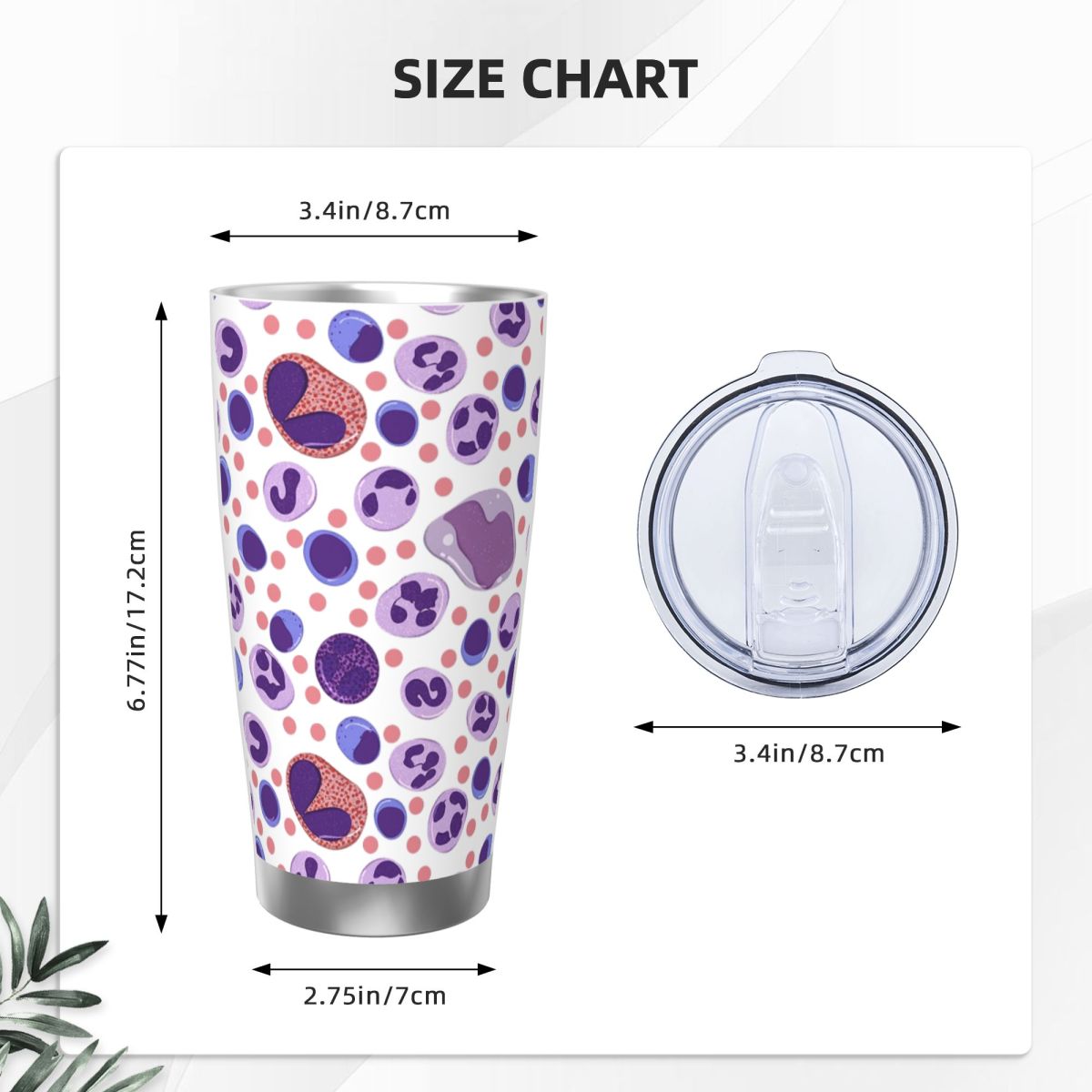 Large White Blood Cell Pattern – обзор и цена Tumbler 20Oz White