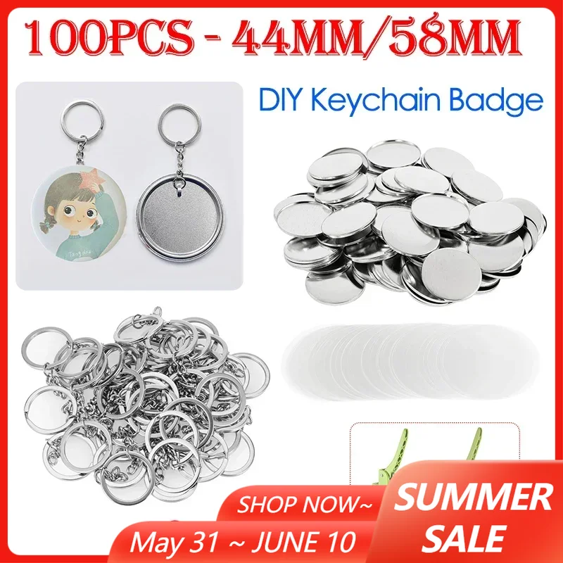 100PCS 44mm 58mm Keychains Bad – обзор и цена Button Badge Blank