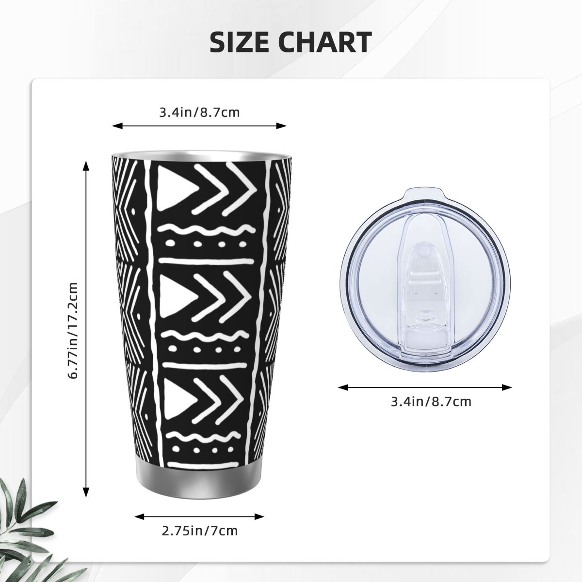 Black And White African Bogola – обзор и цена Tumbler 20Oz White
