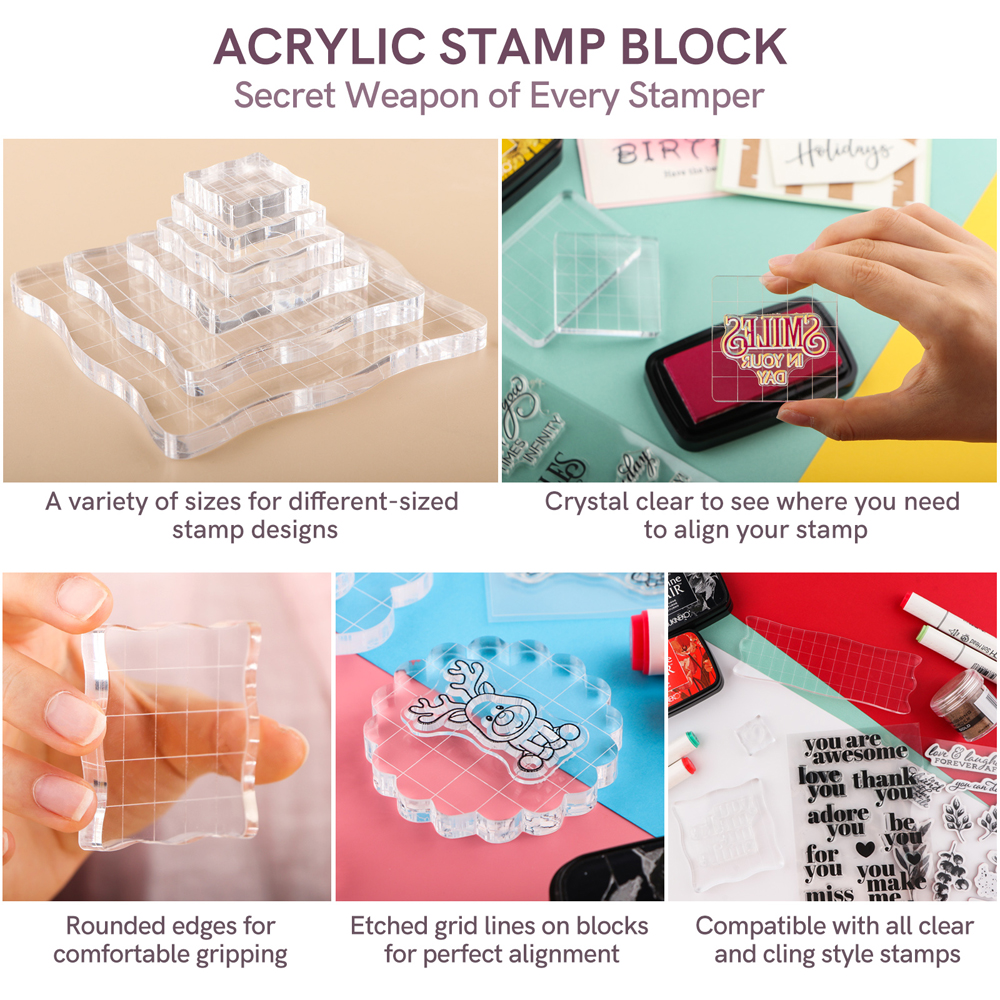 3pcs Clear Acrylic Stamp Block – обзор и цена Photo Acrylic Block