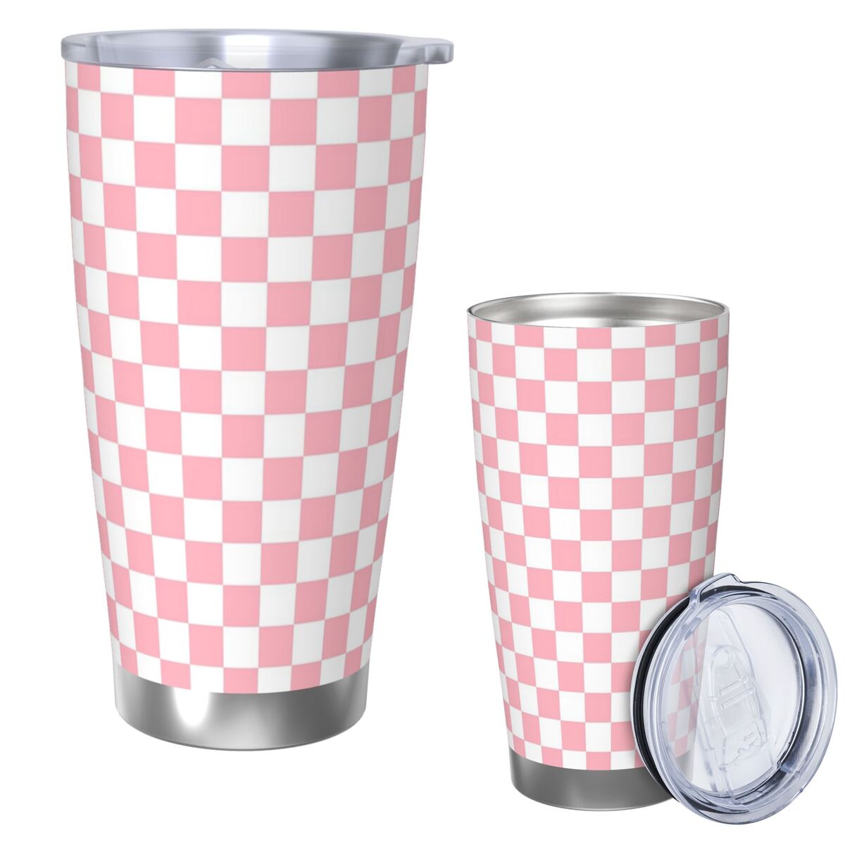 Pink White Checkerboard Patter – обзор и цена Tumbler 20Oz White