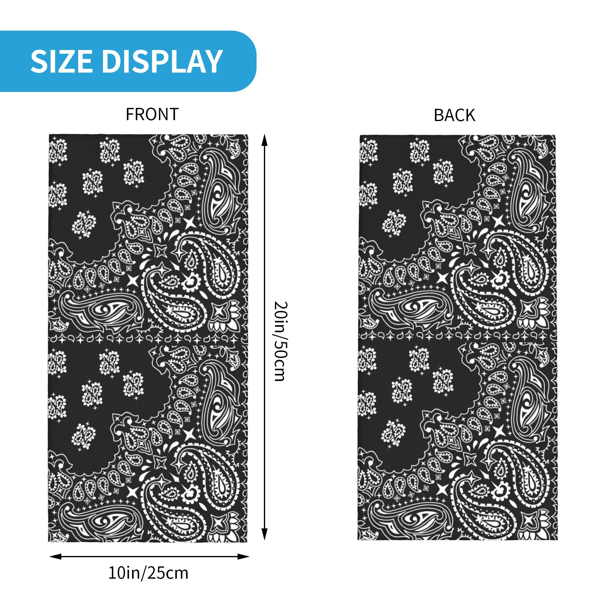 Custom Black And White Paisley – обзор и цена Bandana Blank White