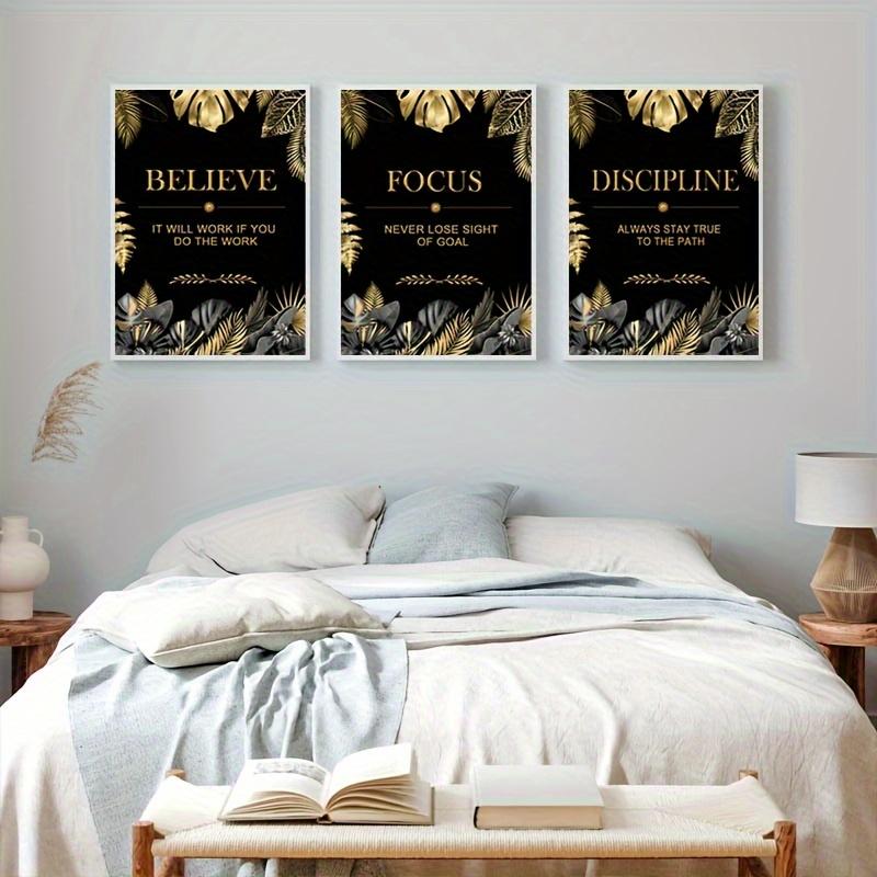 3pcs gold, leaves, text - Mode – обзор и цена Canvas Wrap Ready