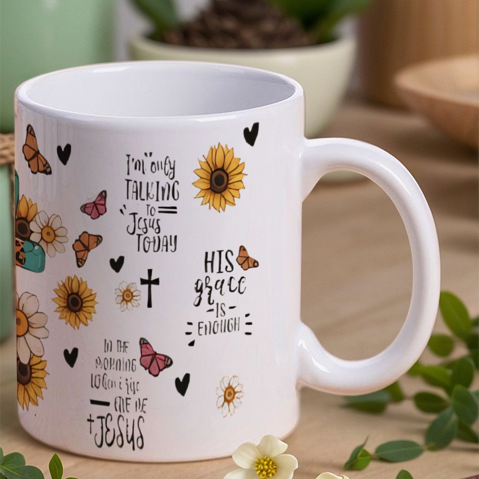 A Cross Surrounded By Sunflowe – обзор и цена Sublimation Mug White