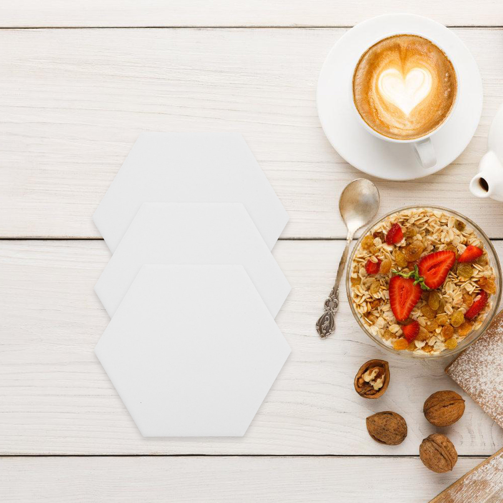 10Set White Hexagonal Ceramic  – обзор и цена Coaster Sublimation Blank