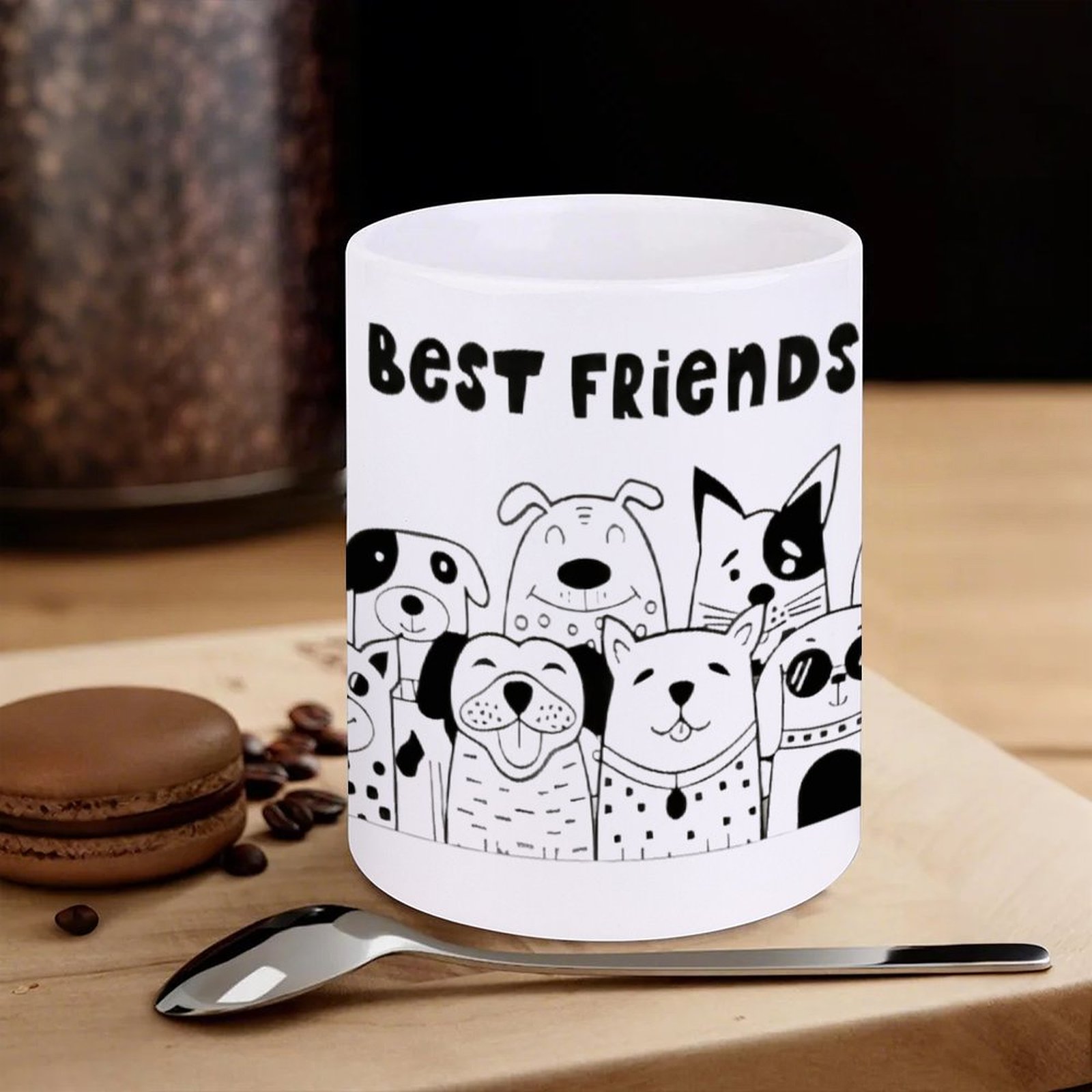 Illustration Of Dogs With The  – обзор и цена Sublimation Mug White