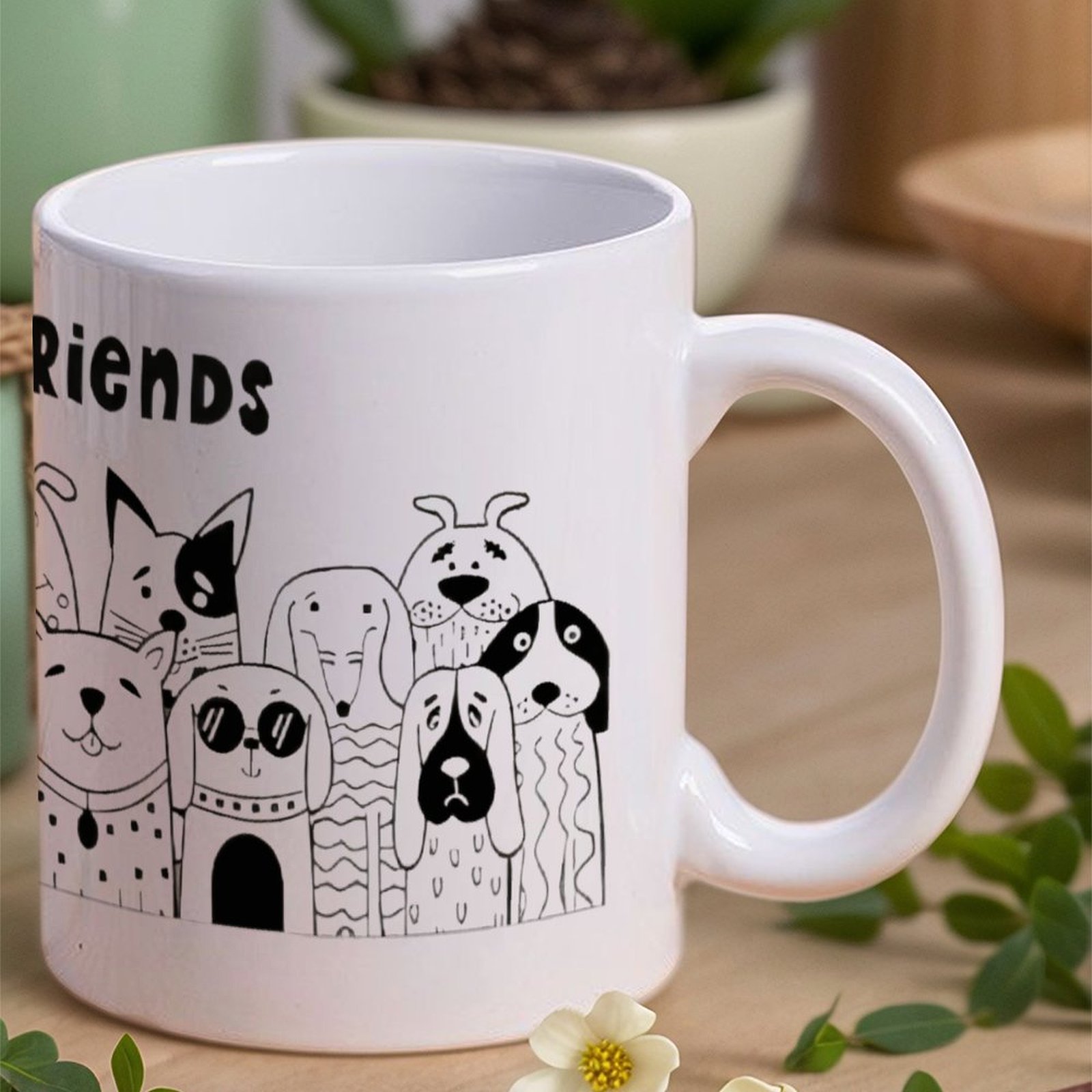 Illustration Of Dogs With The  – обзор и цена Sublimation Mug White