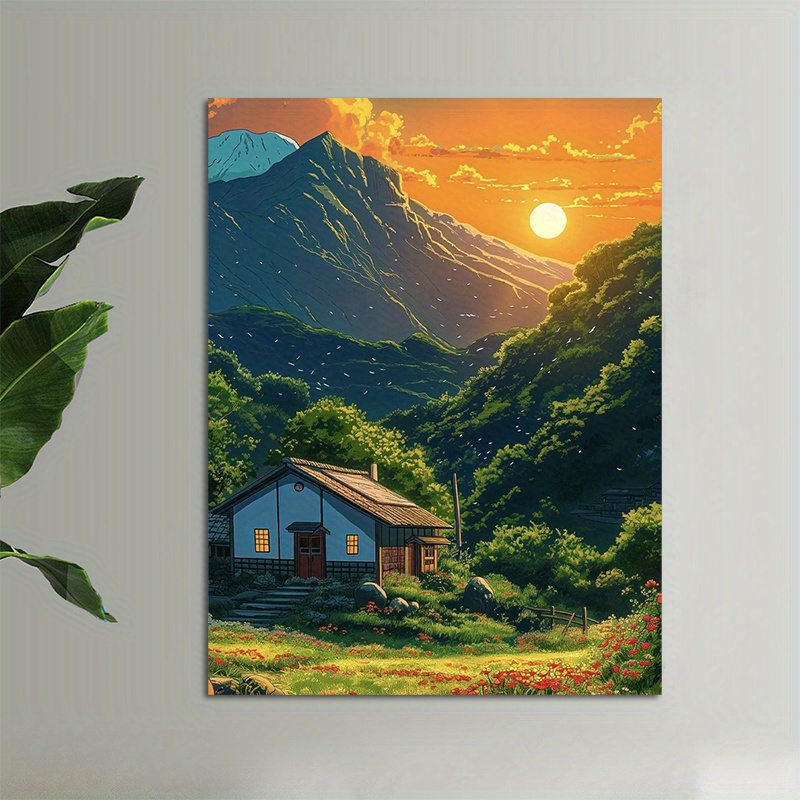 1pc Mountain Cabin Sunset Canv – обзор и цена Canvas Wrap Ready